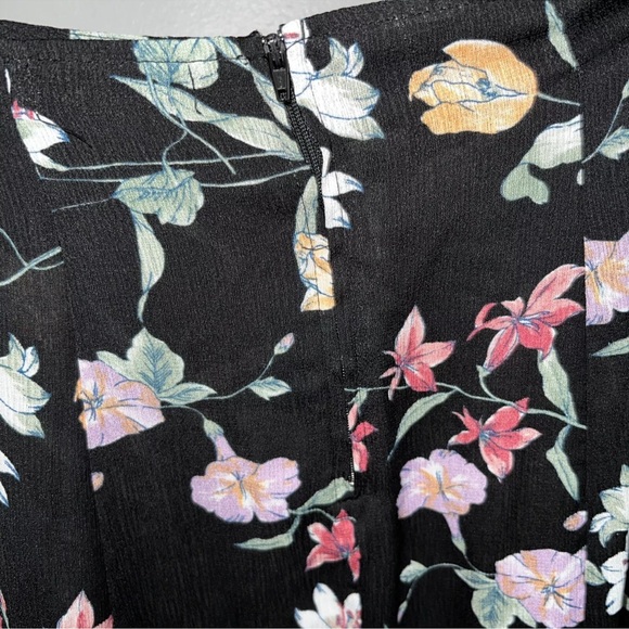 Emerald Sundae Black Floral Maxi Skirt Back Zip Sz 9 Long 44” Waist To Hem - Picture 4 of 6